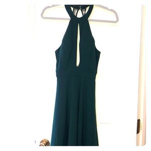 Halter Top Sheer Back Dress - Hunter Green